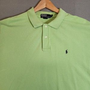Ralph Lauren Polo Vintage Shirt Mens 2XL Bright Green Solid Short Sleeve